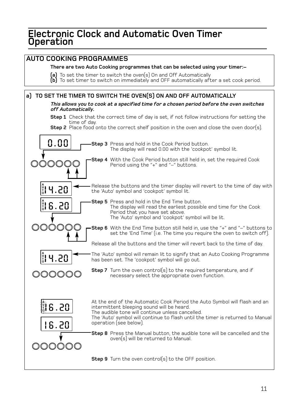 Auto cooking programmes | Hotpoint S130E Mk2 User Manual | Page 11 / 36