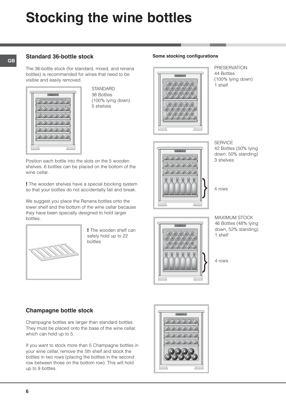 Stocking the wine bottles | Hotpoint WE26 User Manual | Page 6 / 8