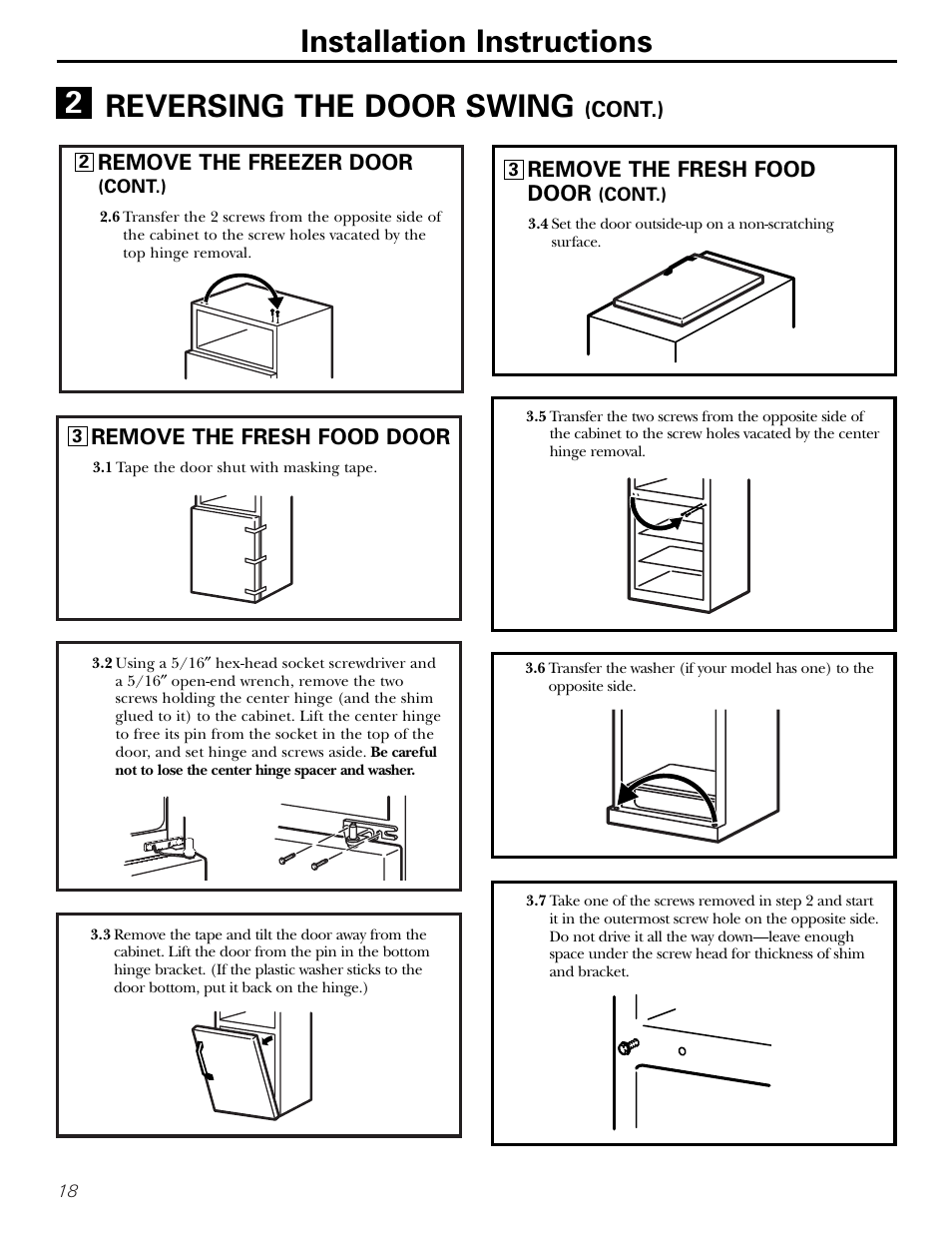 Installation instructions, Reversing the door swing | Hotpoint 16 User Manual | Page 18 / 32