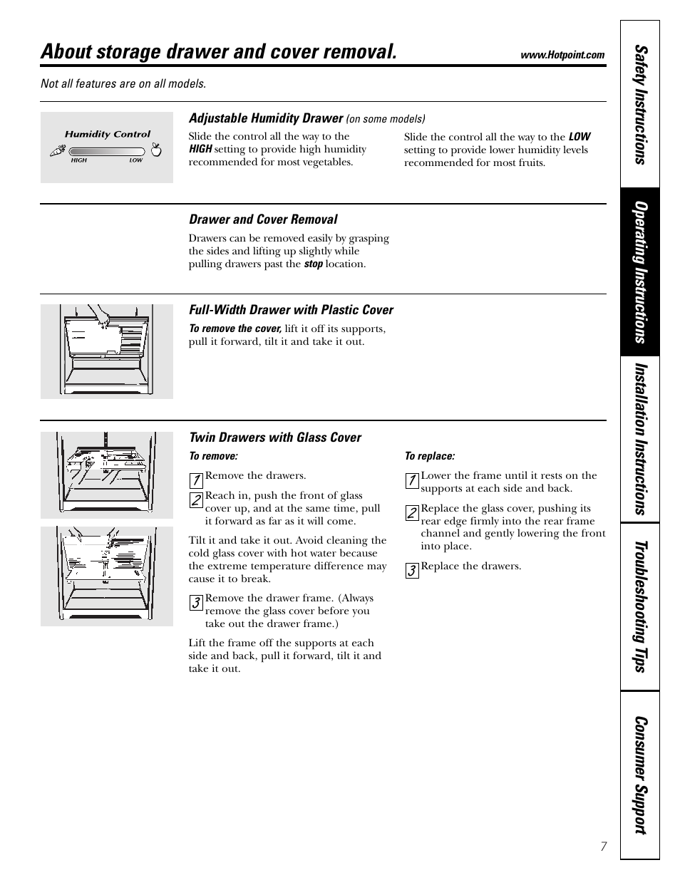About storage drawer and cover removal | Hotpoint 16 User Manual | Page 7 / 32