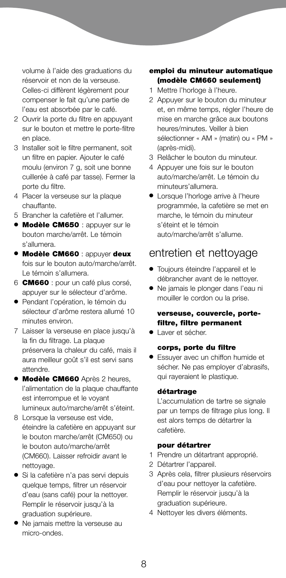 Entretien et nettoyage | Kenwood CM650 User Manual | Page 11 / 55