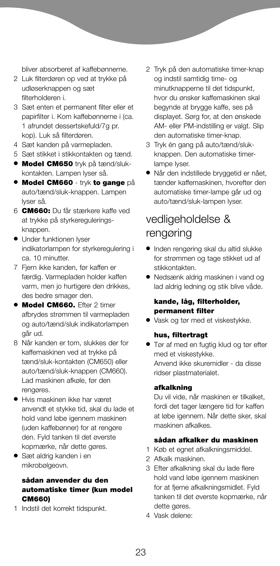 Vedligeholdelse & rengøring | Kenwood CM650 User Manual | Page 26 / 55