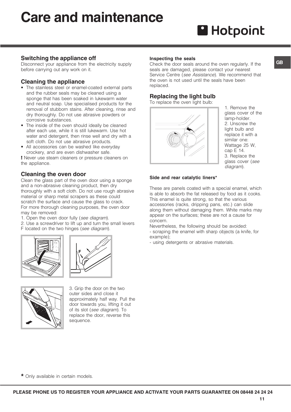 Care and maintenance | Hotpoint SX User Manual | Page 11 / 16