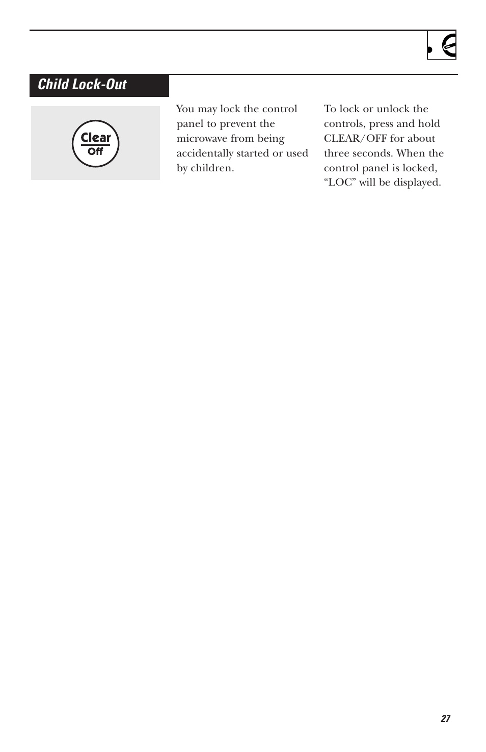 Child lock-out | Hotpoint RVM1535 User Manual | Page 27 / 40