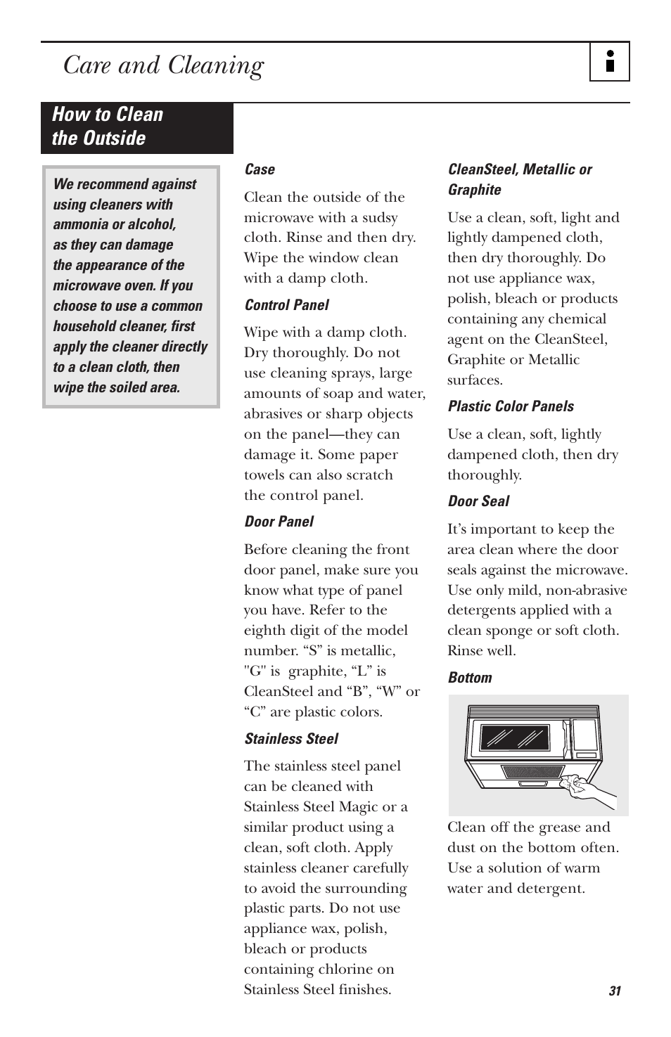 Care and cleaning, How to clean the outside | Hotpoint RVM1535 User Manual | Page 31 / 40