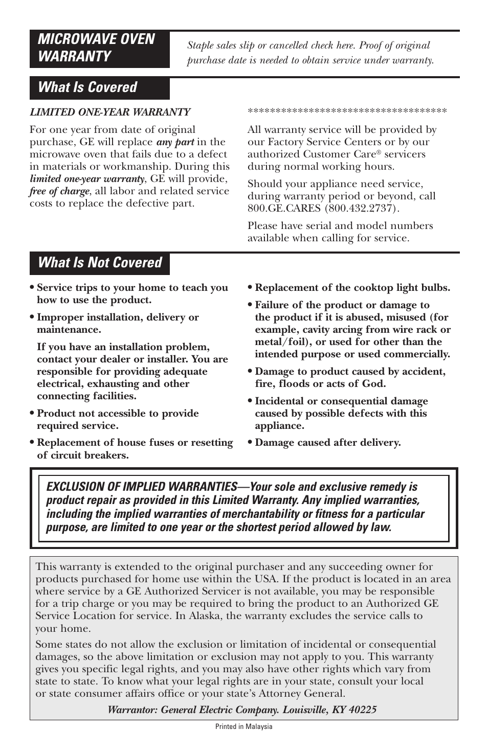Warranty, Warranty back, Cover | Hotpoint RVM1535 User Manual | Page 40 / 40