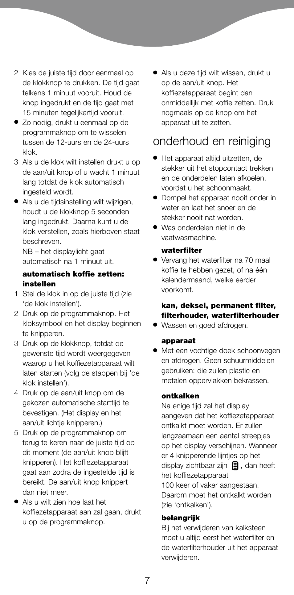 Onderhoud en reiniging | Kenwood CM470 series User Manual | Page 10 / 74