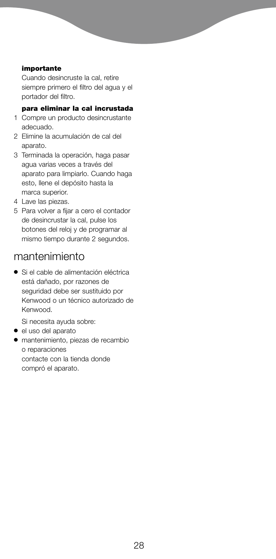 Mantenimiento | Kenwood CM470 series User Manual | Page 31 / 74