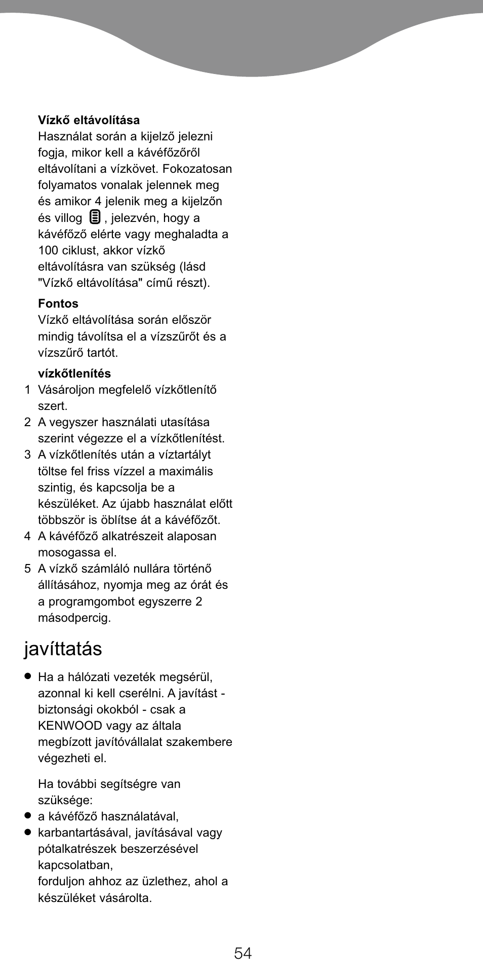 Javíttatás | Kenwood CM470 series User Manual | Page 57 / 74