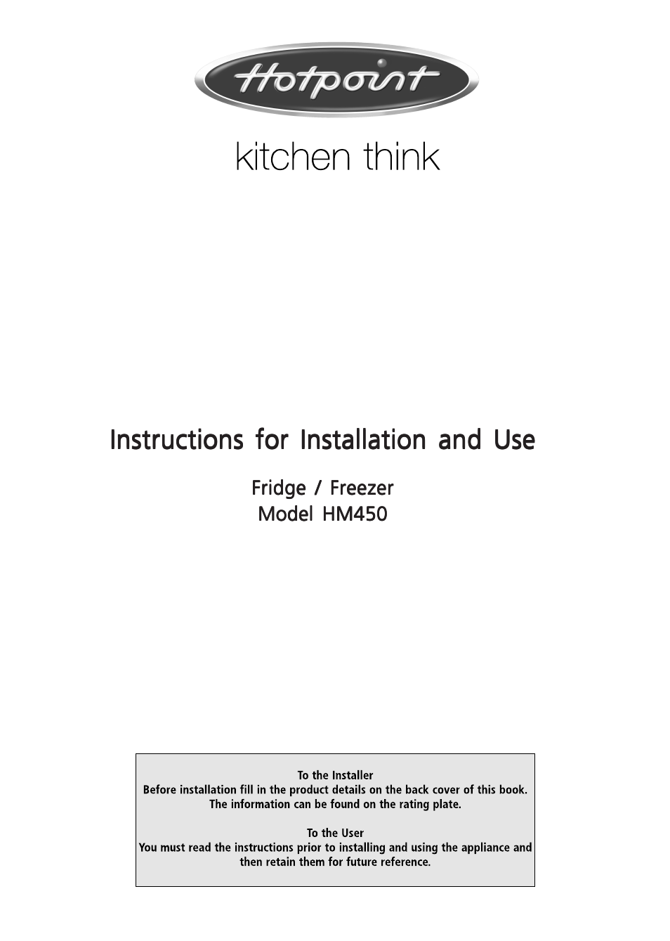 Hotpoint HM450 User Manual | 16 pages