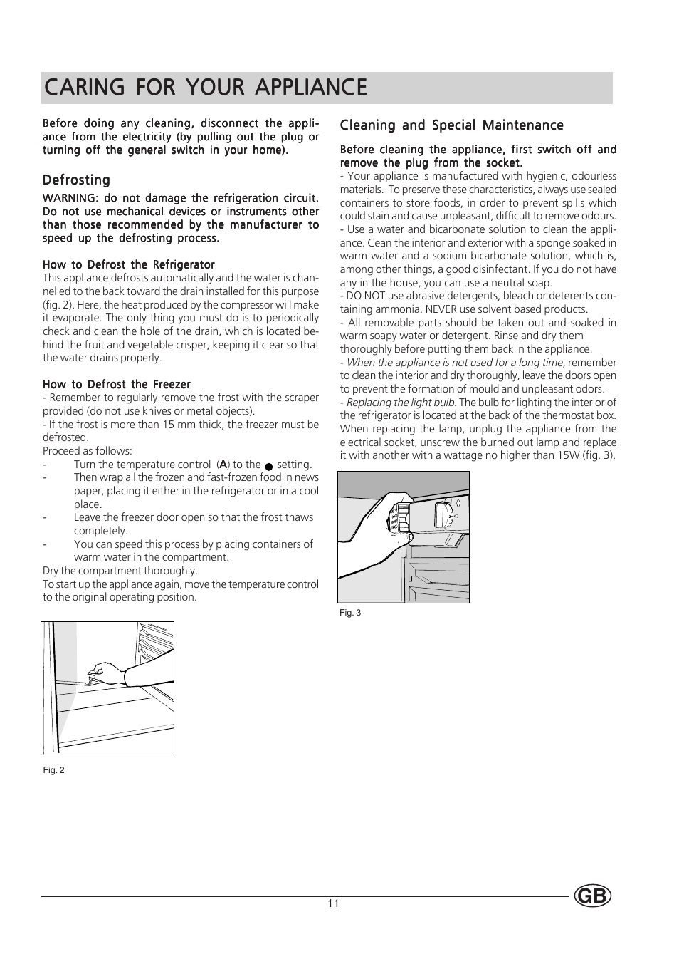 Caring for your appliance | Hotpoint HM450 User Manual | Page 11 / 16