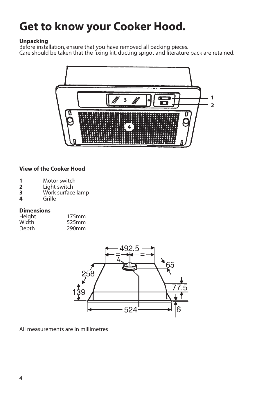 Get to know your cooker hood | Hotpoint HTU30 User Manual | Page 4 / 12