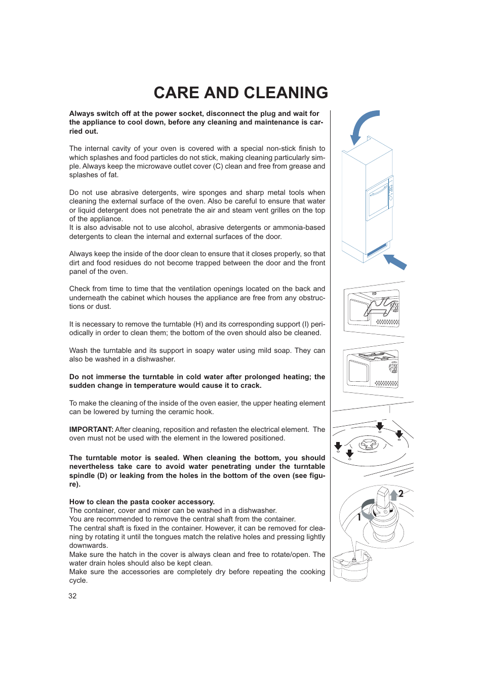 Care and cleaning | Hotpoint 6685X User Manual | Page 32 / 36