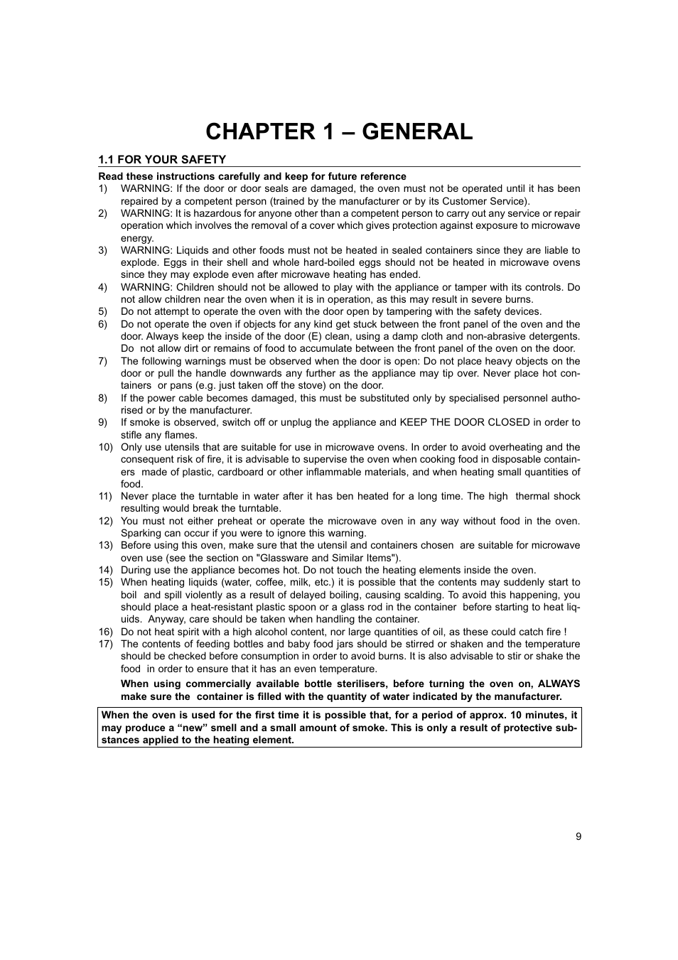 Chapter 1 – general | Hotpoint 6685X User Manual | Page 9 / 36