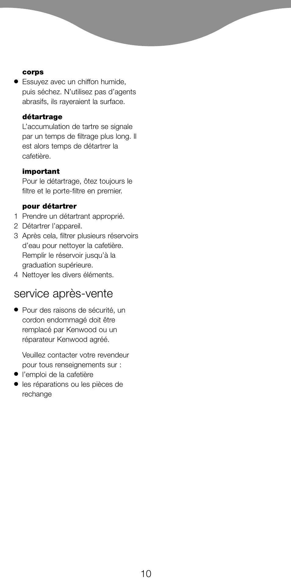 Service après-vente | Kenwood CM370 User Manual | Page 13 / 59