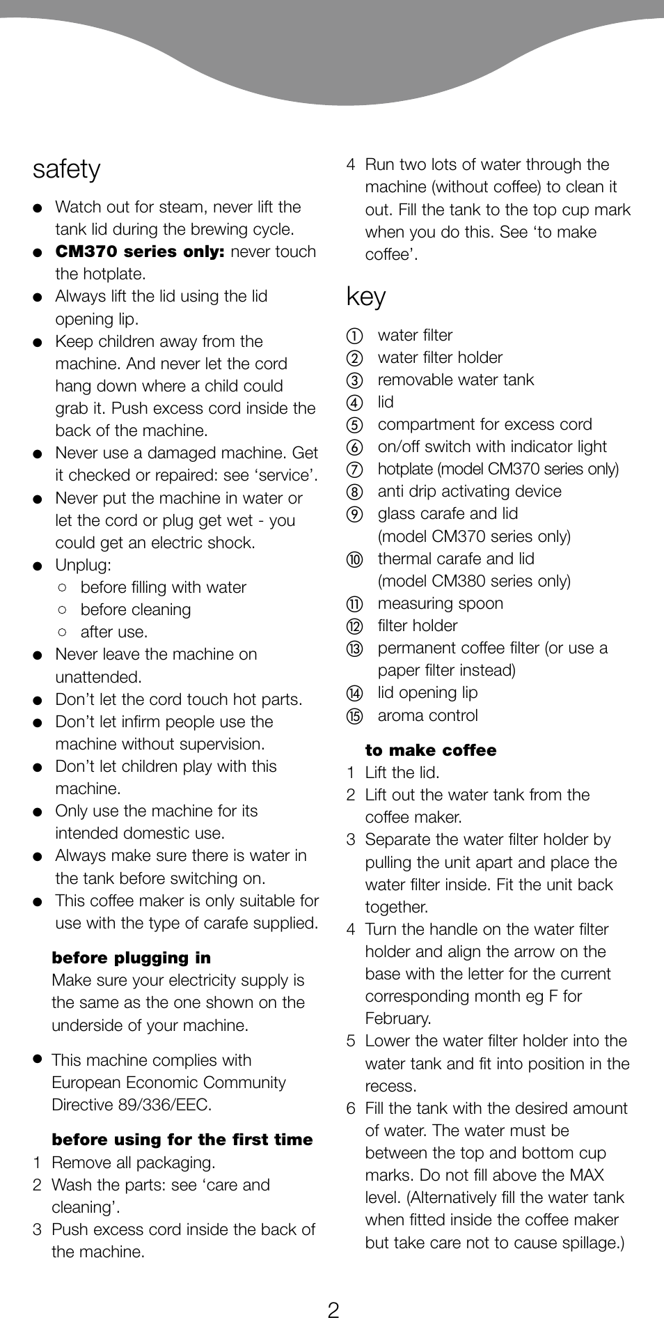 Safety | Kenwood CM370 User Manual | Page 5 / 59