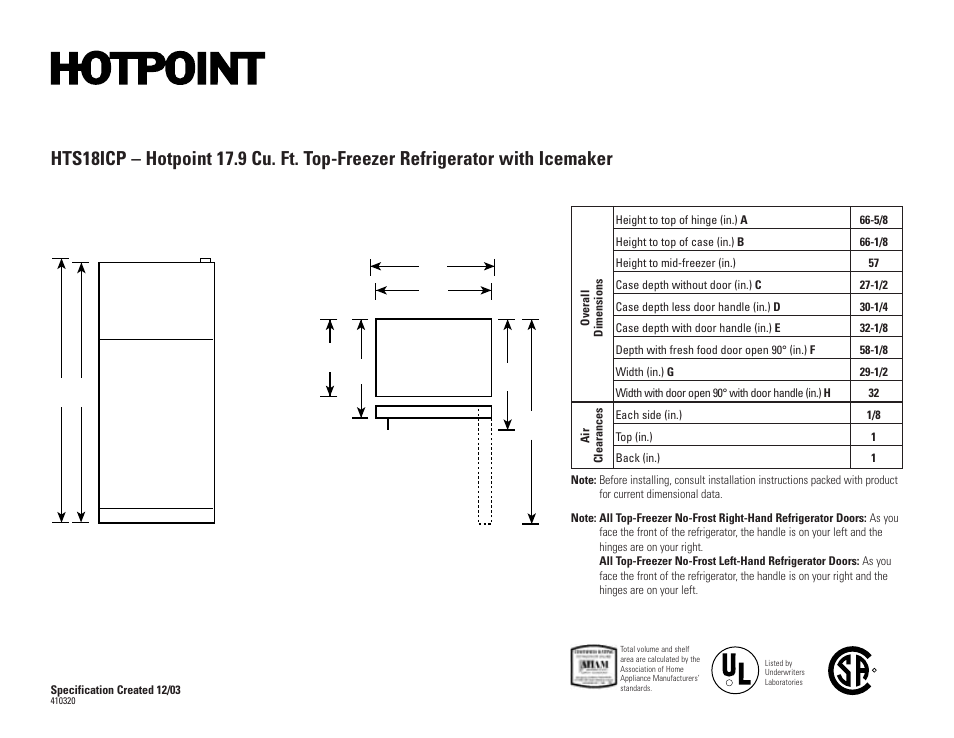 Hotpoint HTS18ICP User Manual | 2 pages