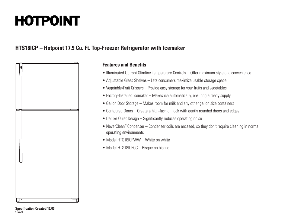 Hotpoint HTS18ICP User Manual | Page 2 / 2