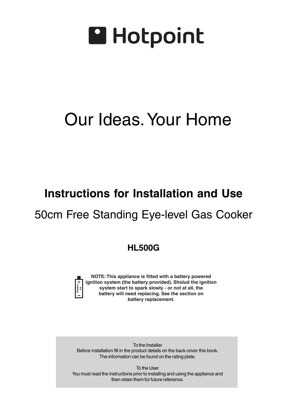 Hotpoint HL500G User Manual | 28 pages