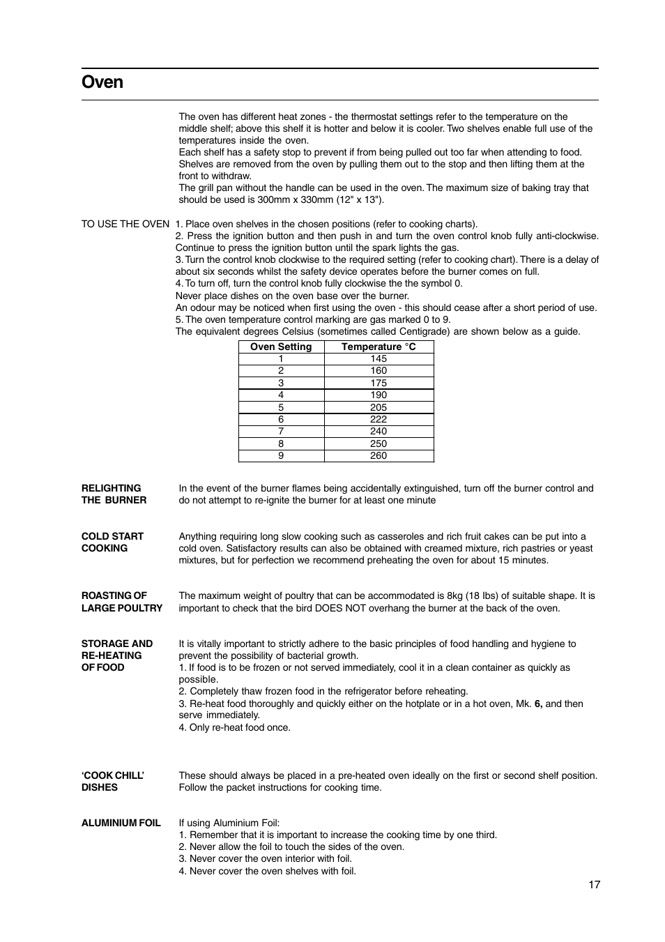 Oven | Hotpoint HL500G User Manual | Page 17 / 28