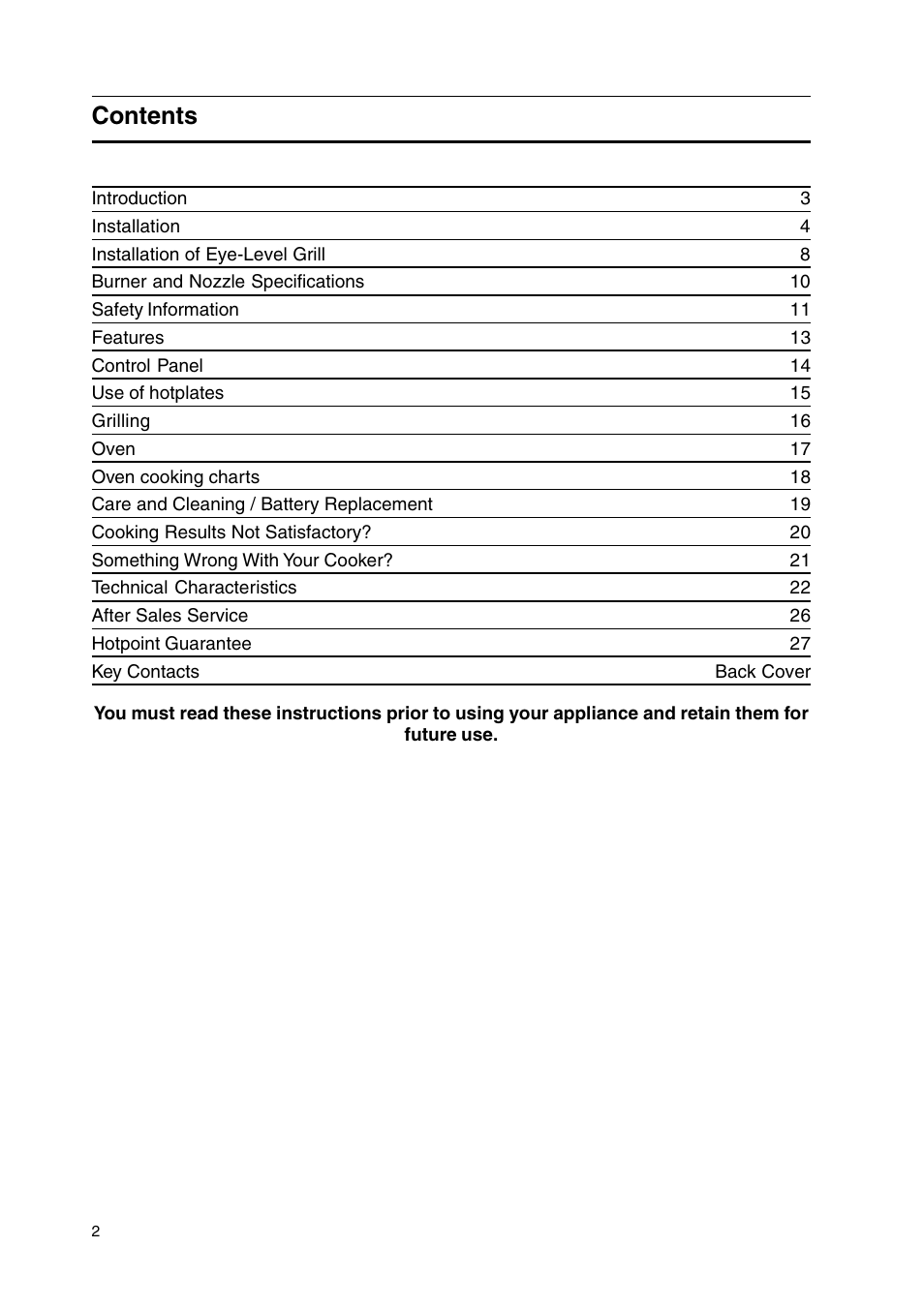 Hotpoint HL500G User Manual | Page 2 / 28