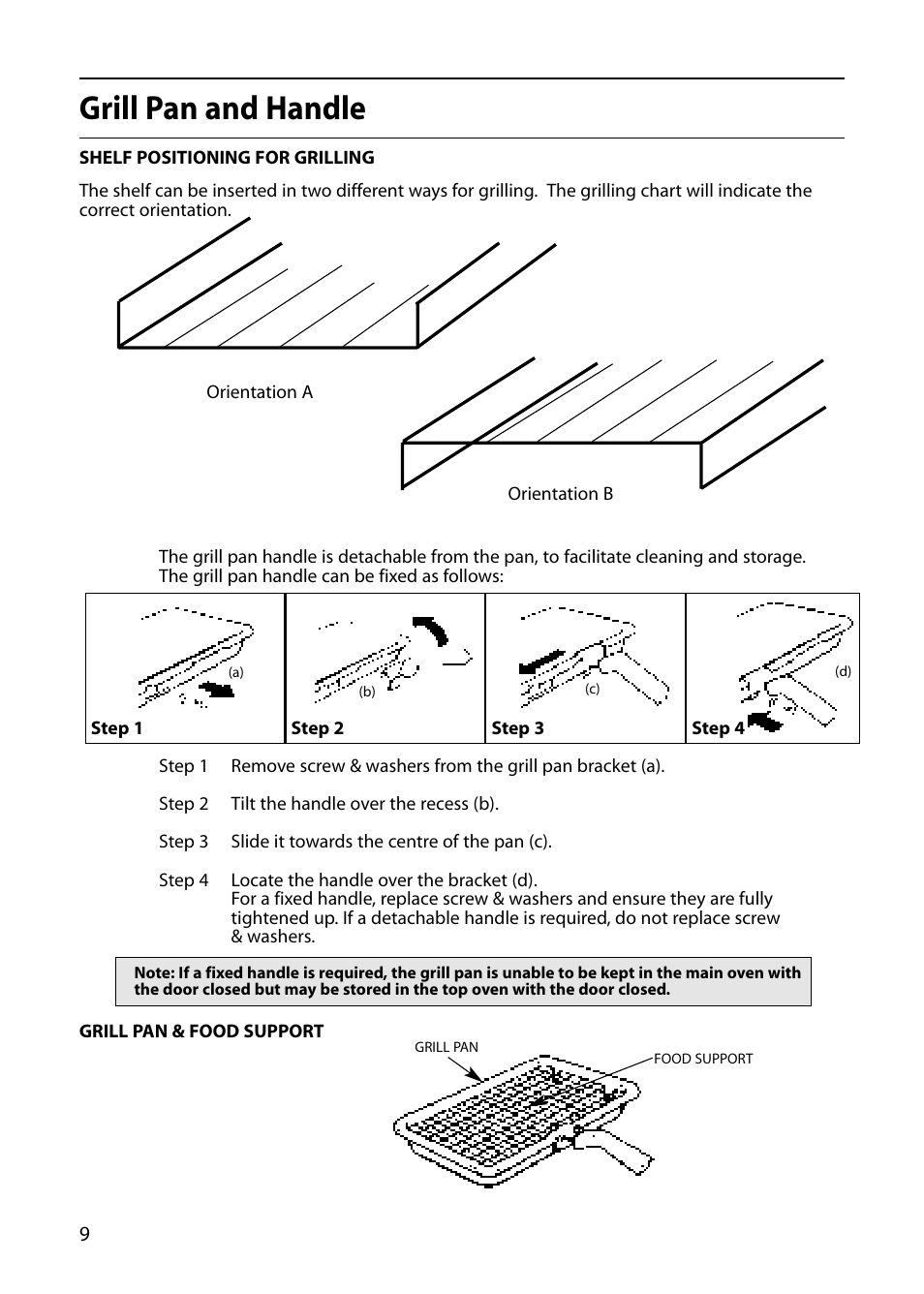 Grill pan and handle | Hotpoint S220E User Manual | Page 10 / 28