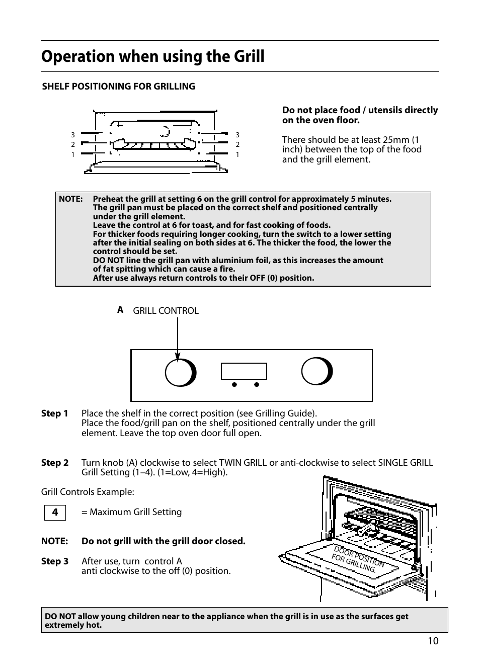 Operation when using the grill | Hotpoint S220E User Manual | Page 11 / 28