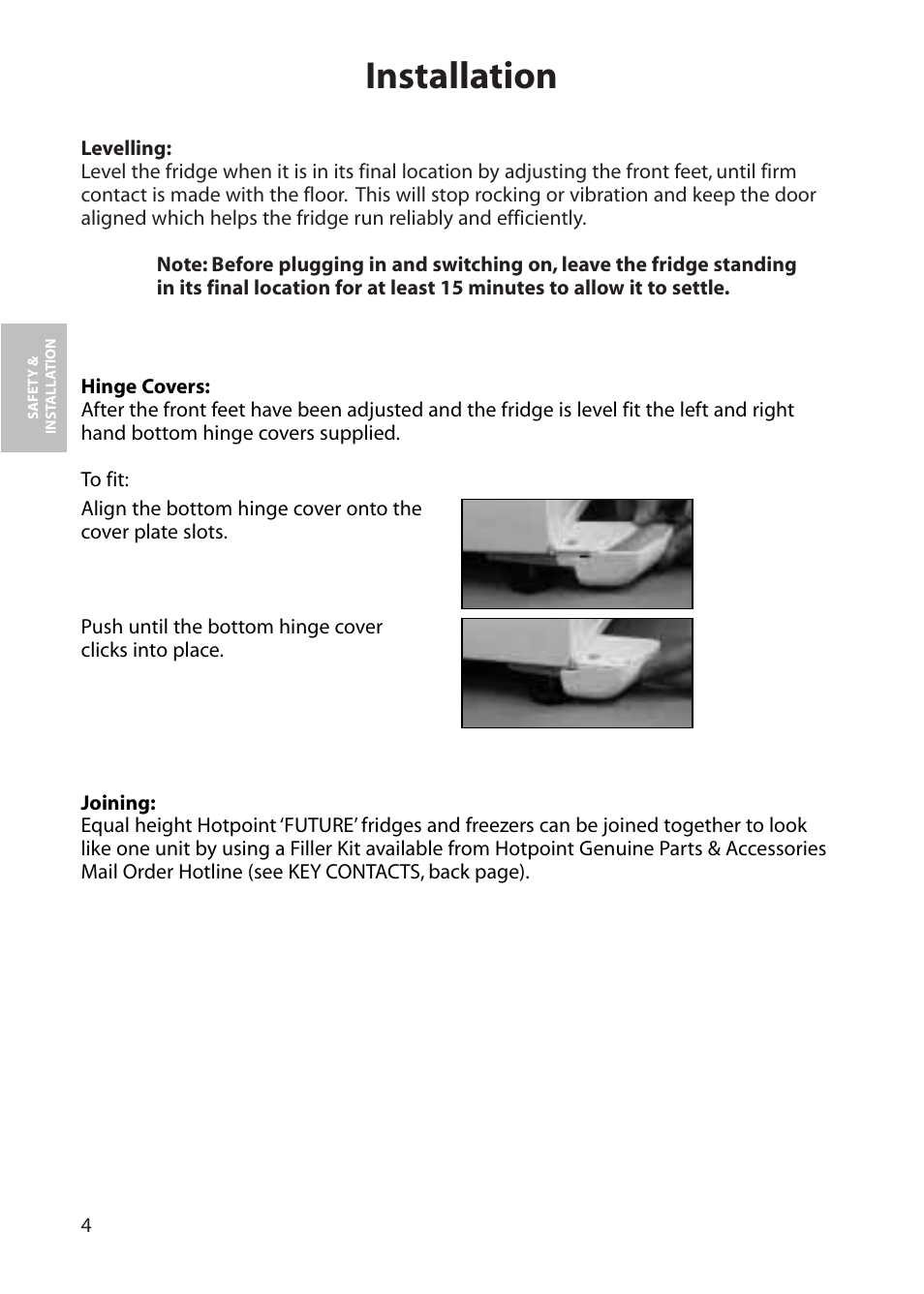 Installation | Hotpoint RLA52 User Manual | Page 4 / 20