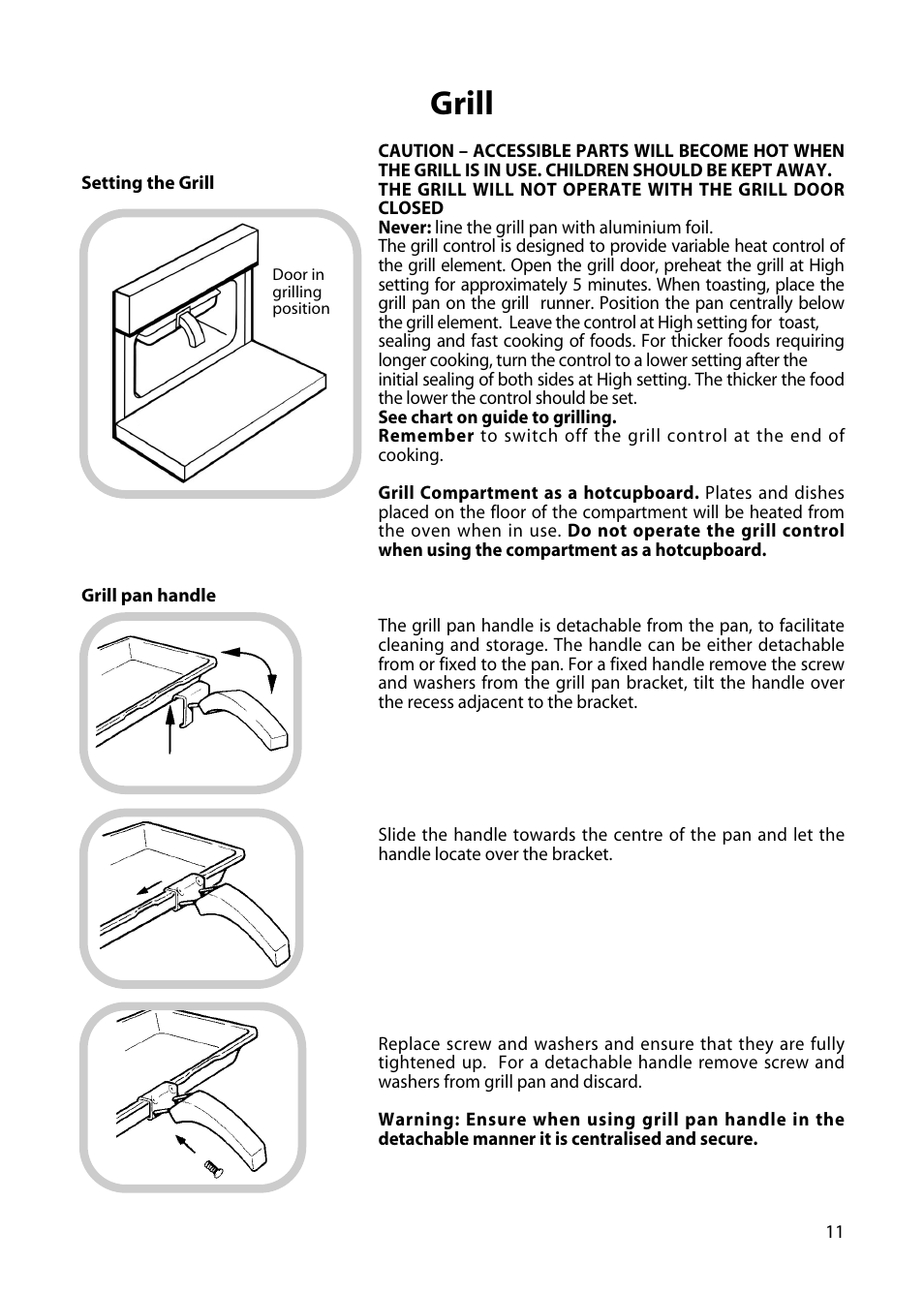 Grill | Hotpoint H150E User Manual | Page 13 / 24