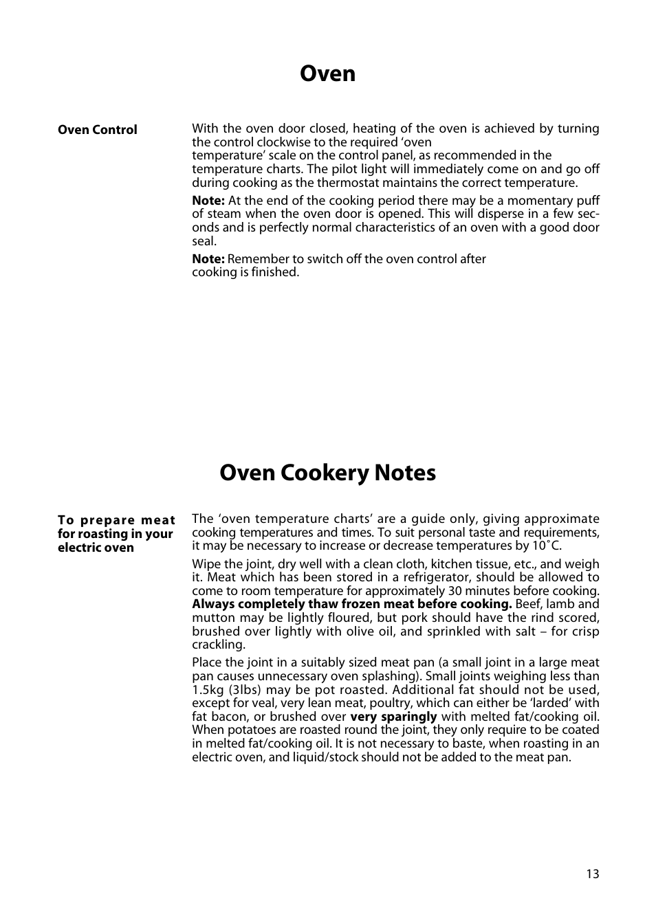 Oven | Hotpoint H150E User Manual | Page 15 / 24