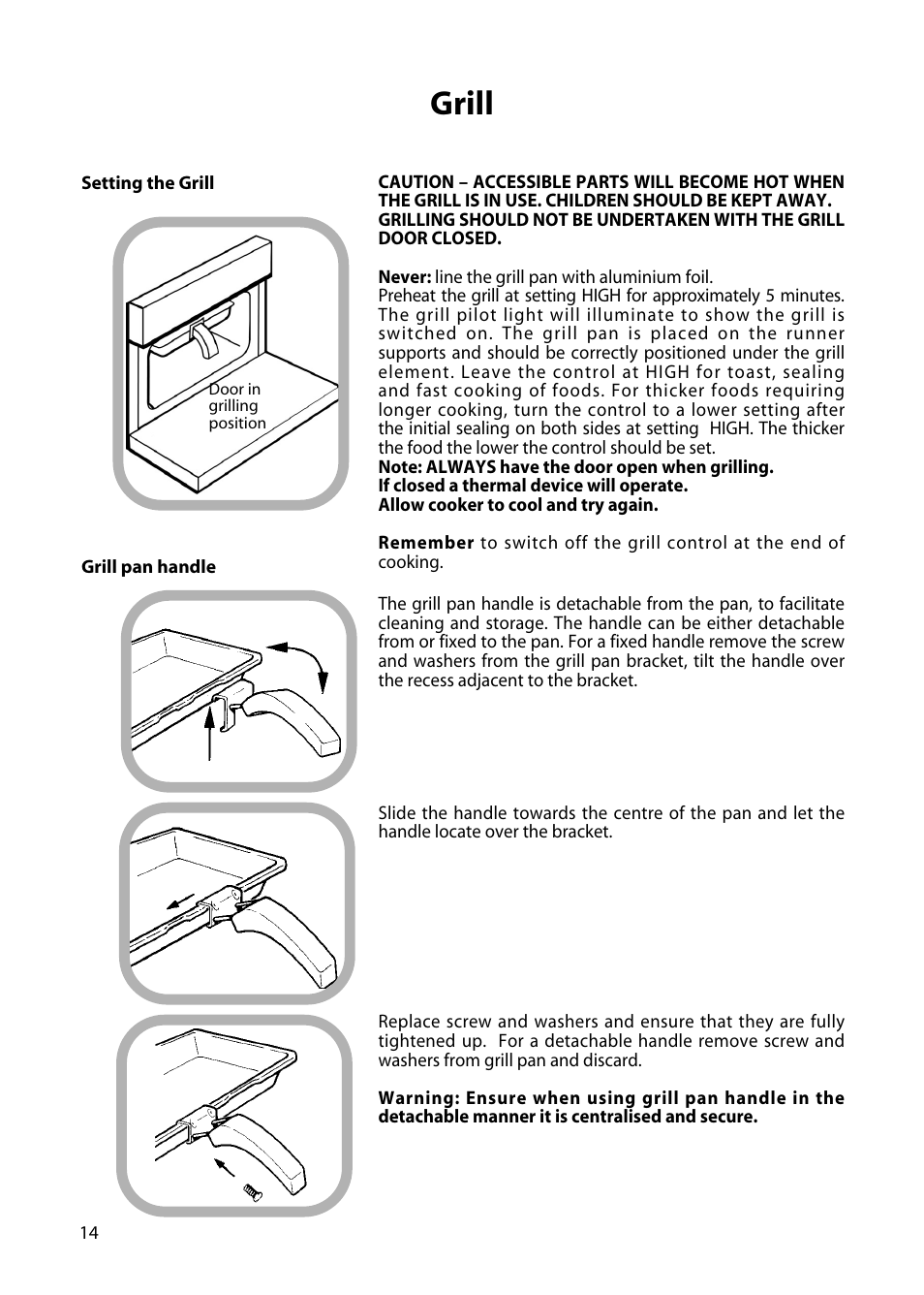 Grill | Hotpoint C150E User Manual | Page 14 / 24