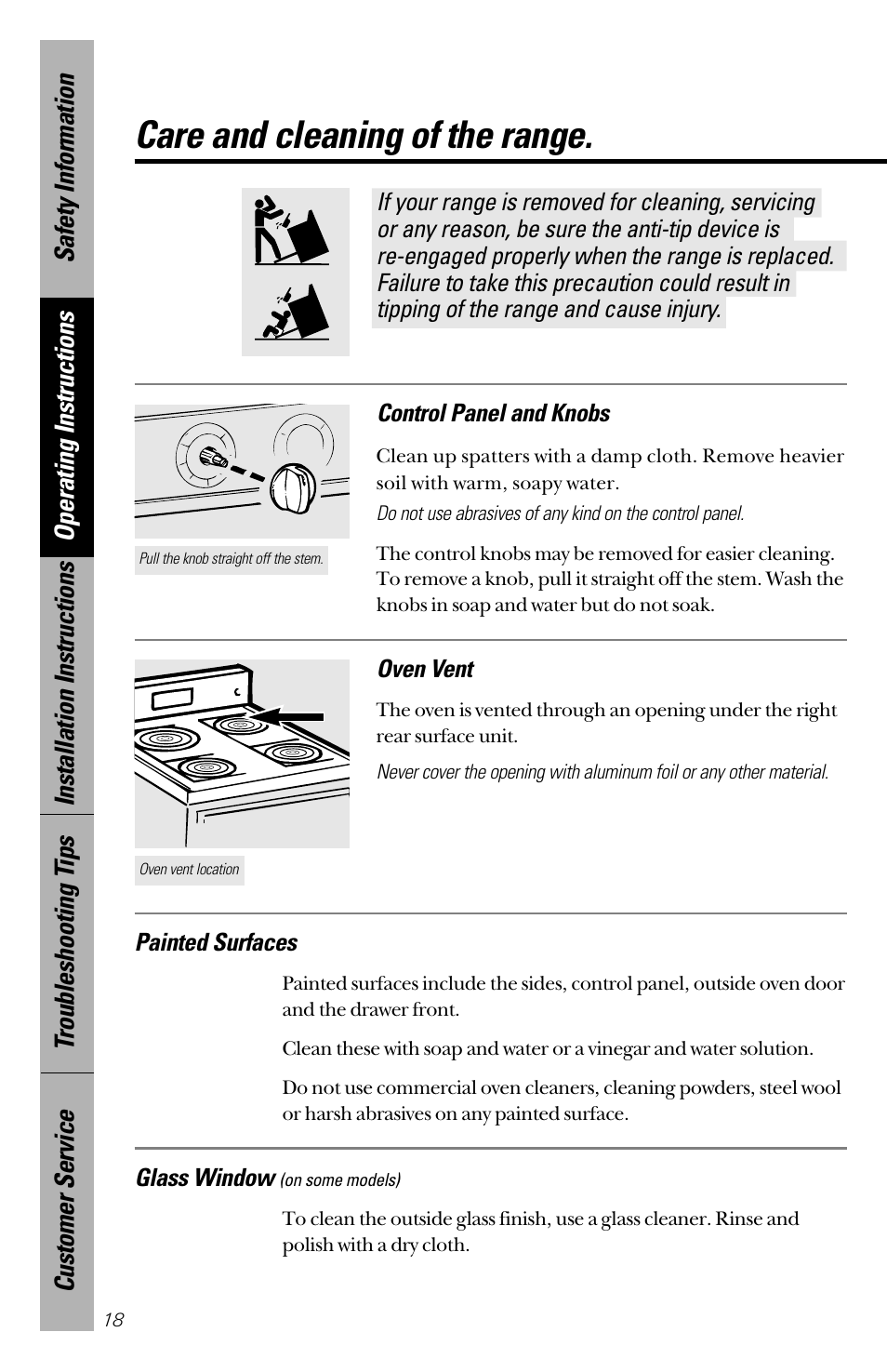 Care and cleaning, Care and cleaning –26, Care and cleaning of the range | Hotpoint RB533 User Manual | Page 18 / 40