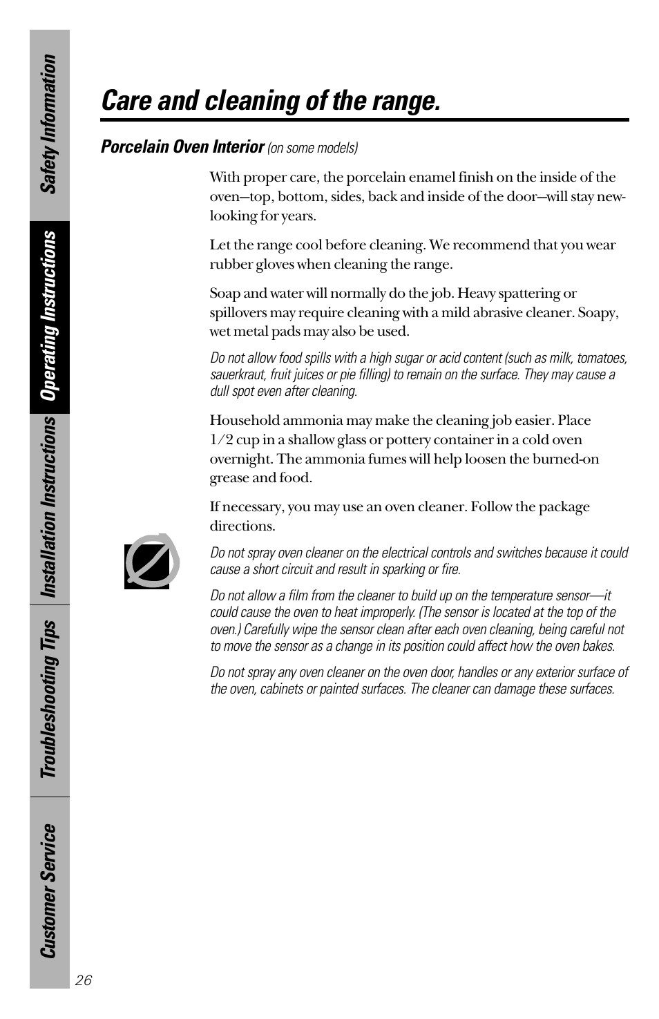 Care and cleaning of the range | Hotpoint RB533 User Manual | Page 26 / 40