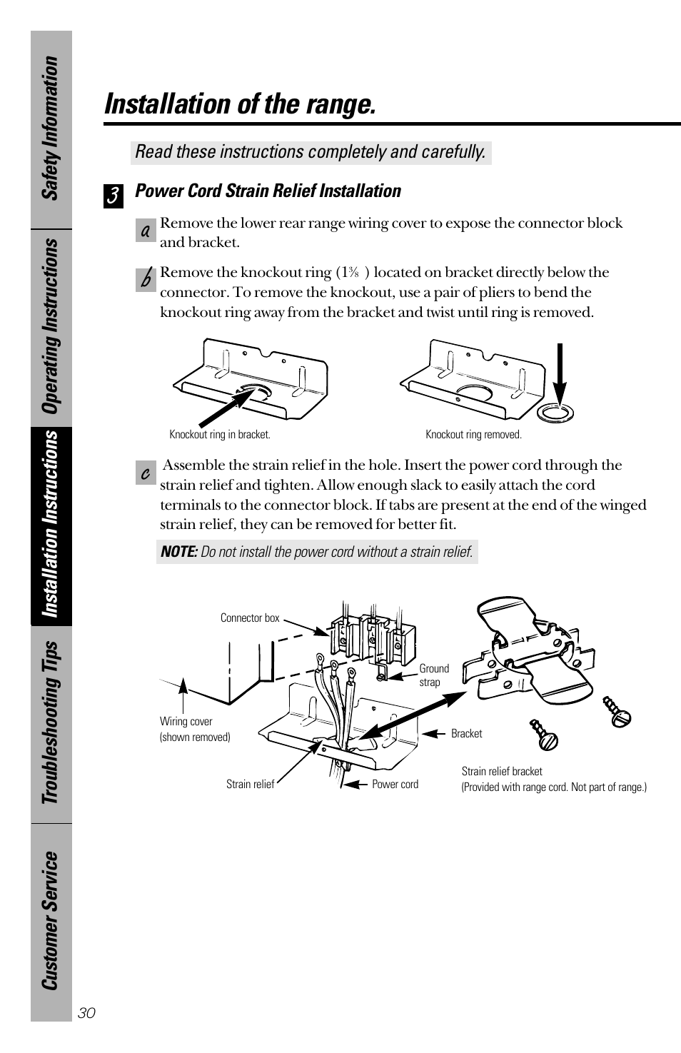 Cb a 3, Installation of the range | Hotpoint RB533 User Manual | Page 30 / 40