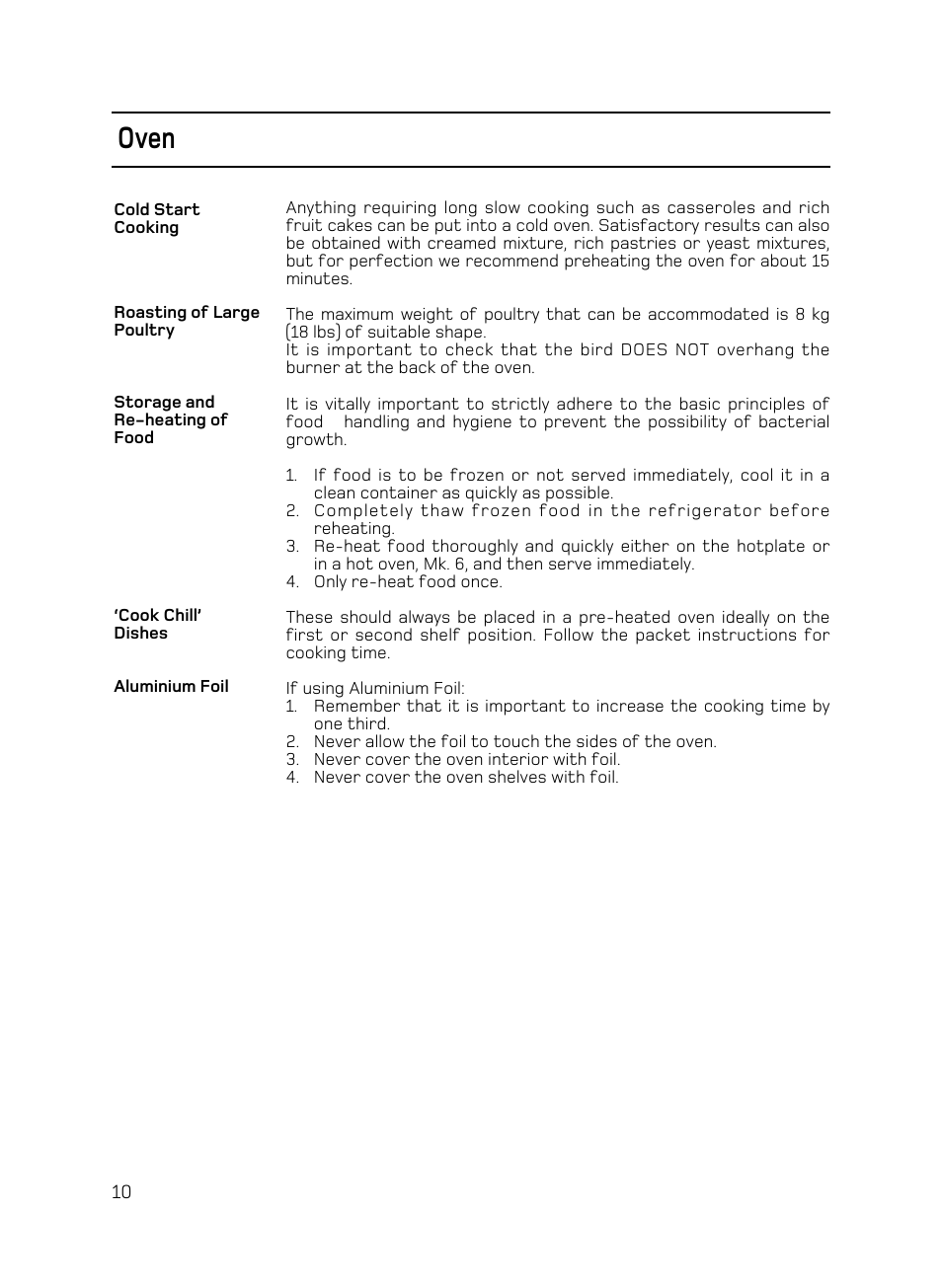 Oven | Hotpoint C150 User Manual | Page 10 / 24