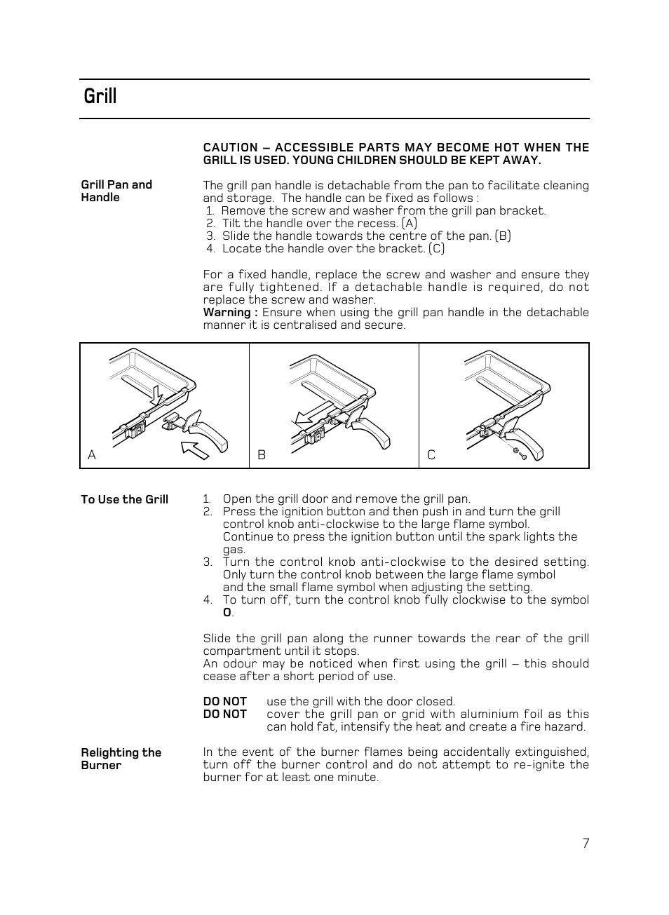 Grill | Hotpoint C150 User Manual | Page 7 / 24