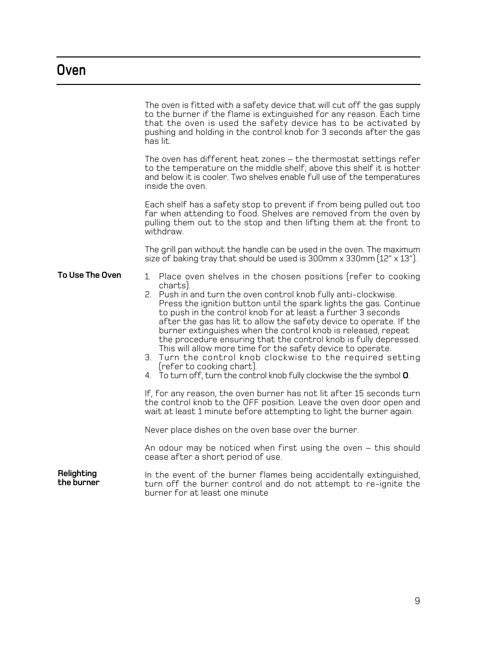 Oven | Hotpoint C150 User Manual | Page 9 / 24