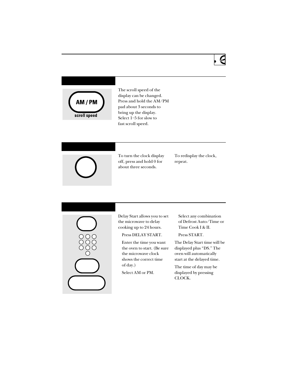 Scroll speed, Display on/off, Delay start | Hotpoint RVM1425 User Manual | Page 25 / 40