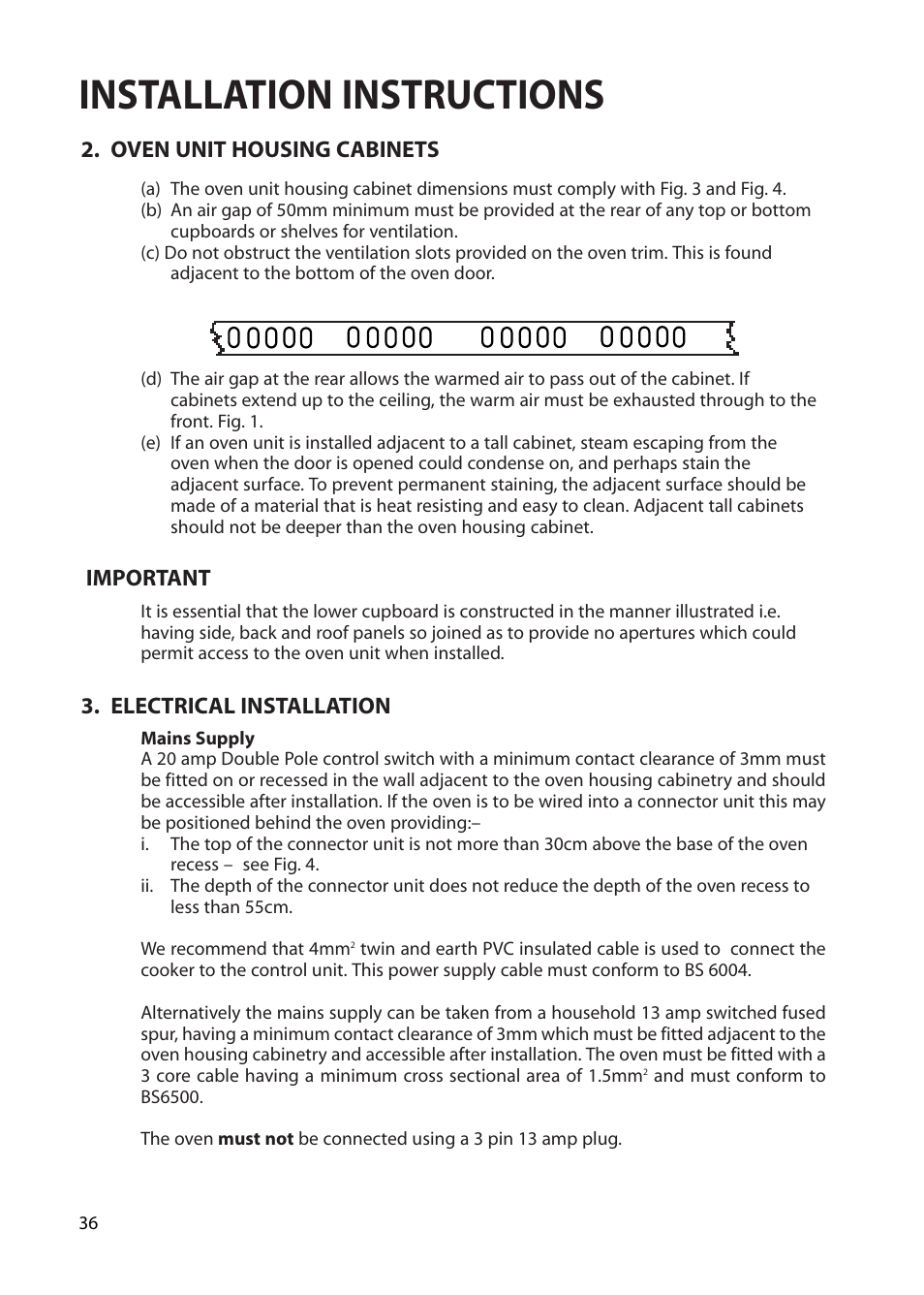 Installation instructions | Hotpoint BS72 User Manual | Page 36 / 44