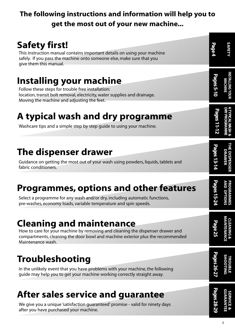 Programmes, options and other features | Hotpoint WD865 User Manual | Page 3 / 31