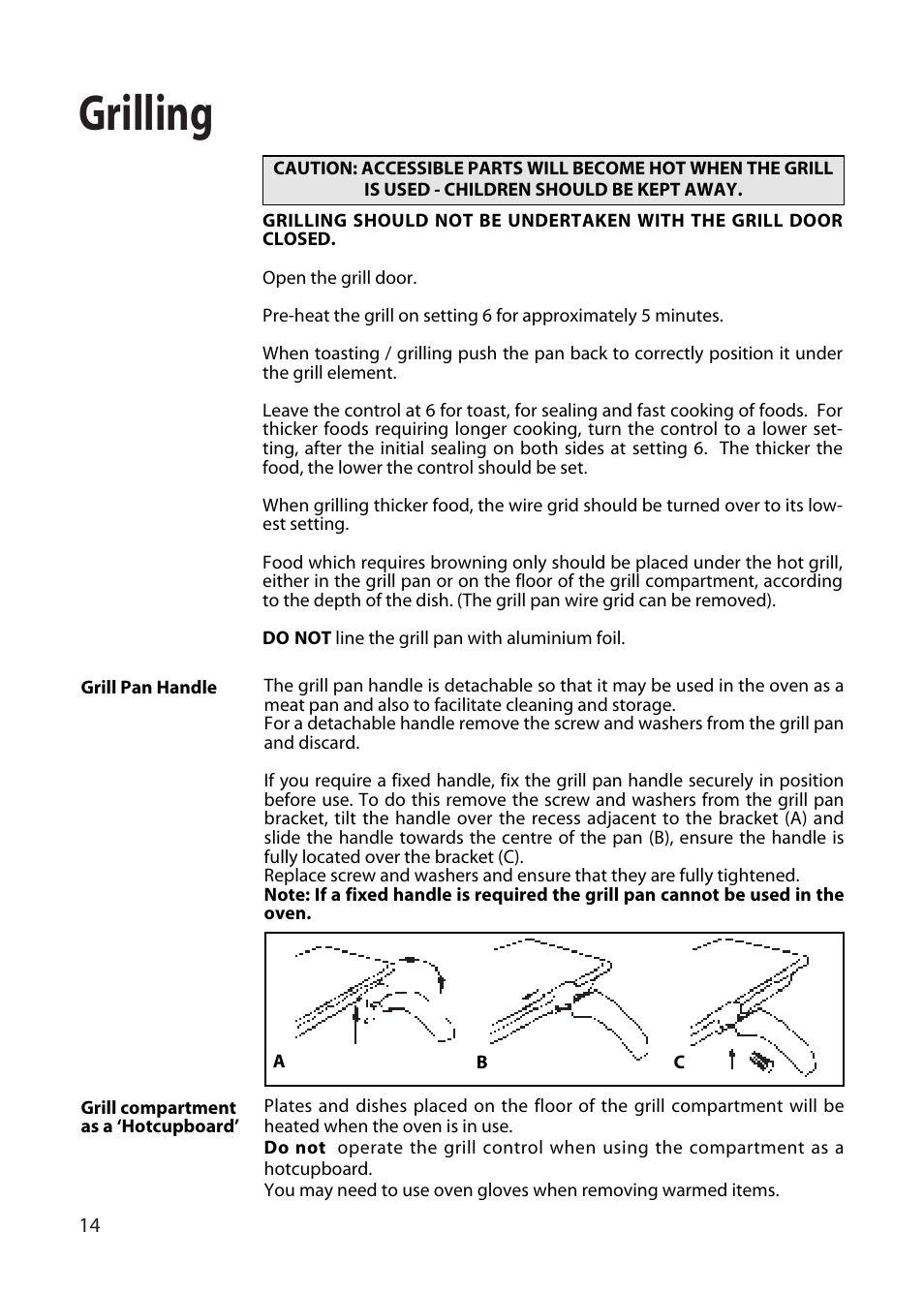 Grilling | Hotpoint EW22 User Manual | Page 14 / 28