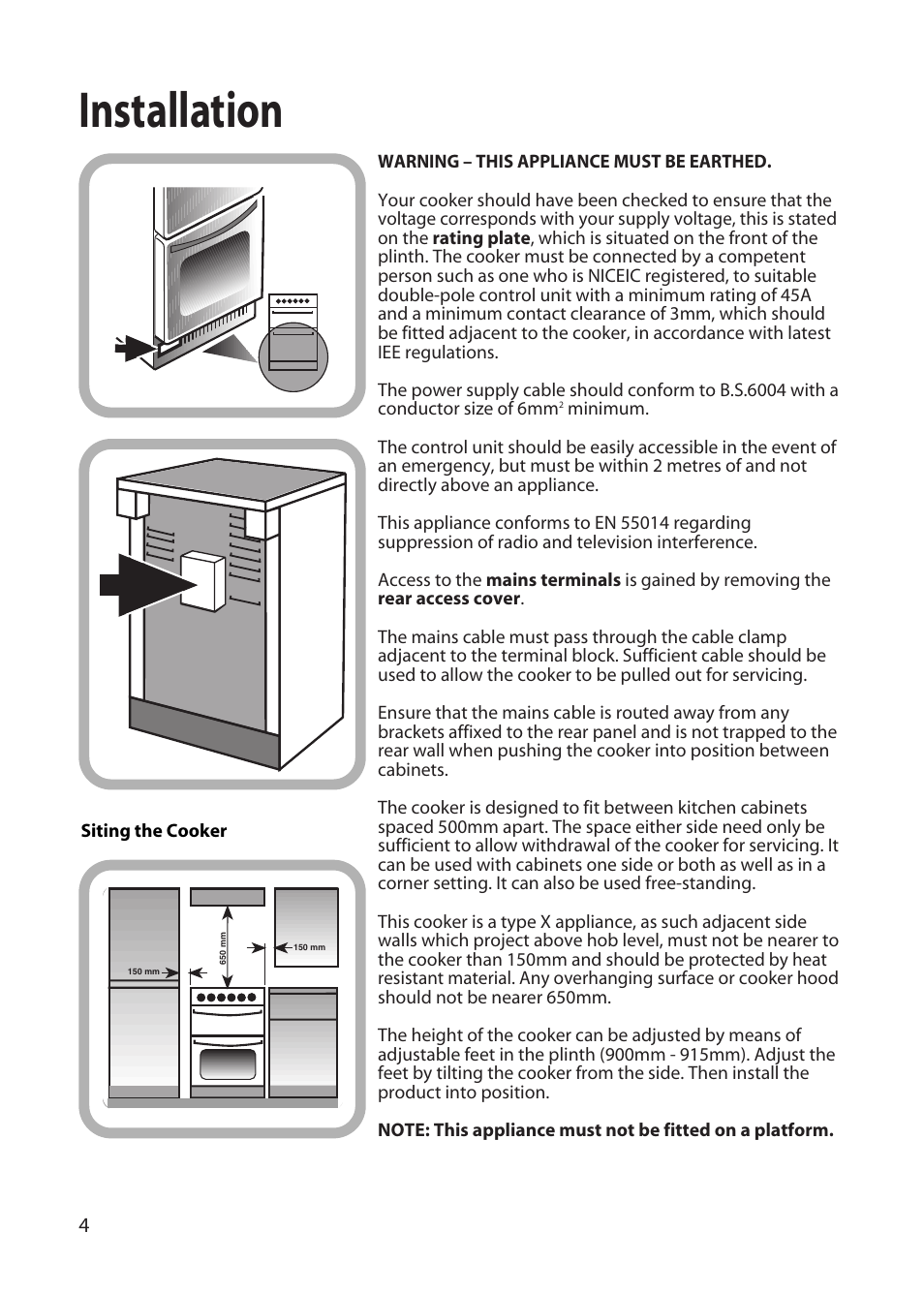 Installation | Hotpoint EW22 User Manual | Page 4 / 28