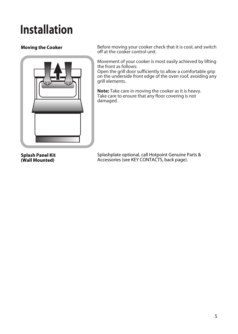 Installation | Hotpoint EW22 User Manual | Page 5 / 28