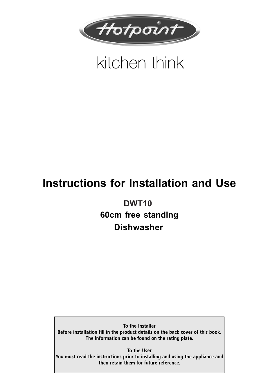 Hotpoint Instructions User Manual | 20 pages