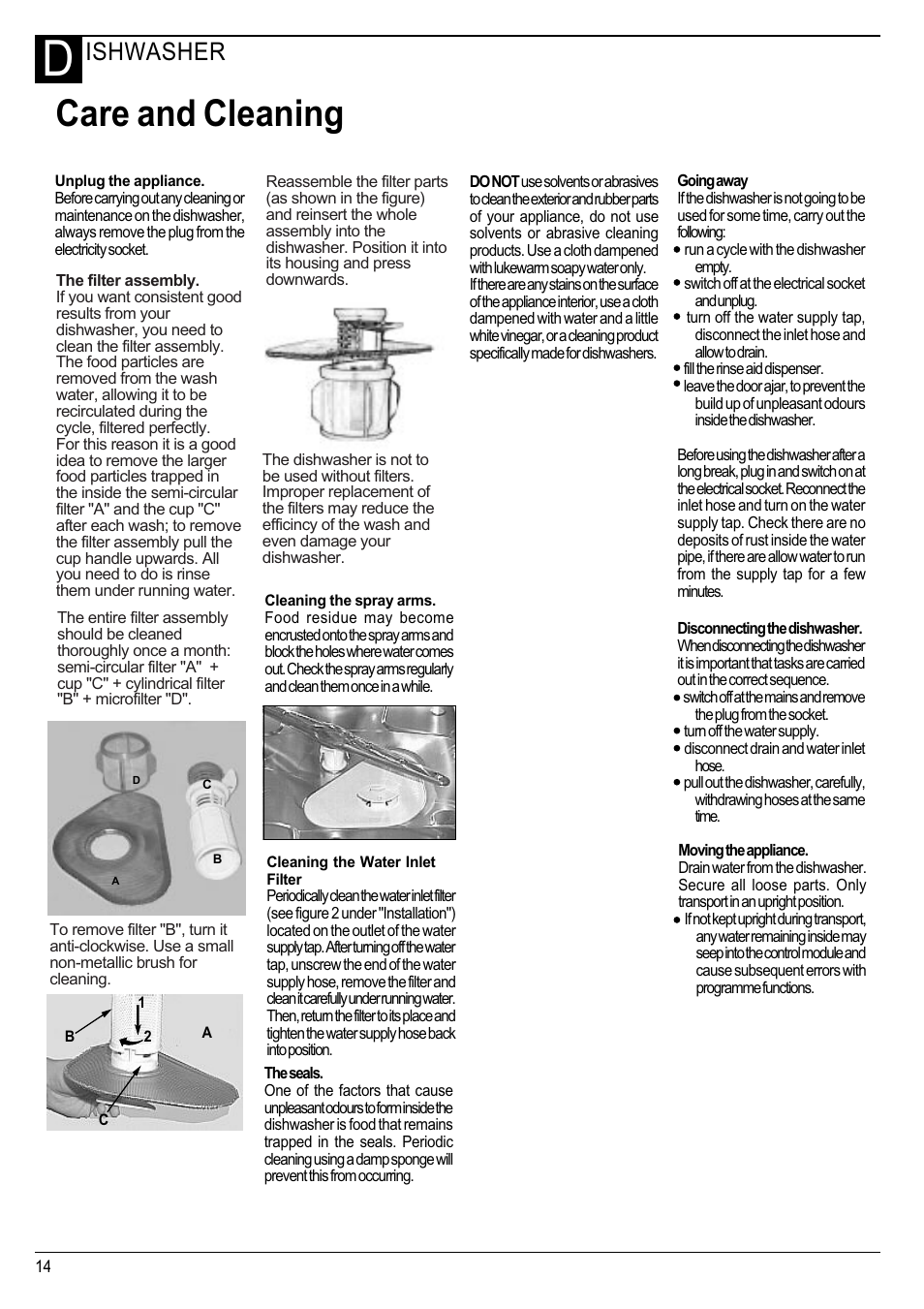 Care and cleaning, Ishwasher | Hotpoint Instructions User Manual | Page 14 / 20