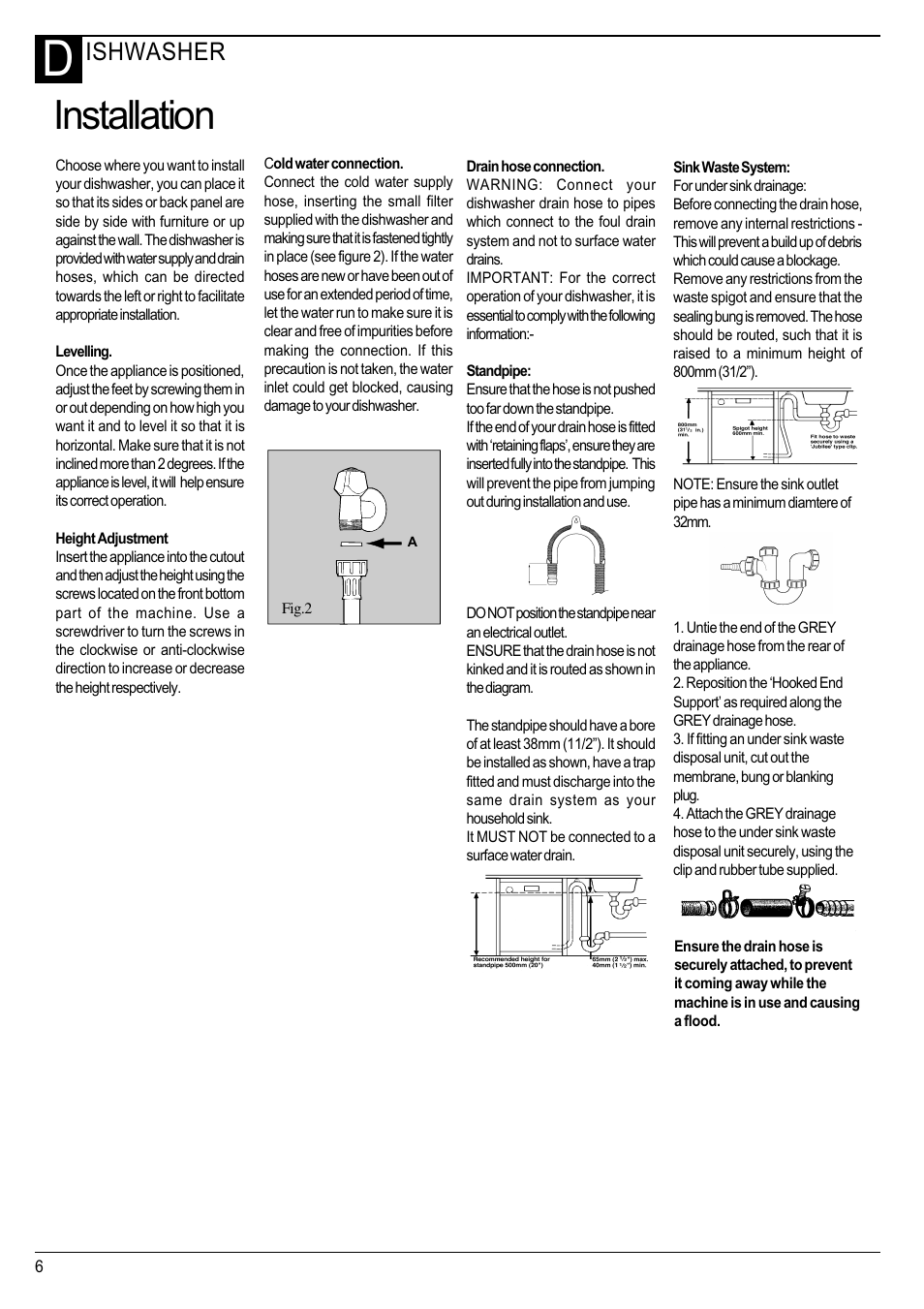 Installation, Ishwasher | Hotpoint Instructions User Manual | Page 6 / 20