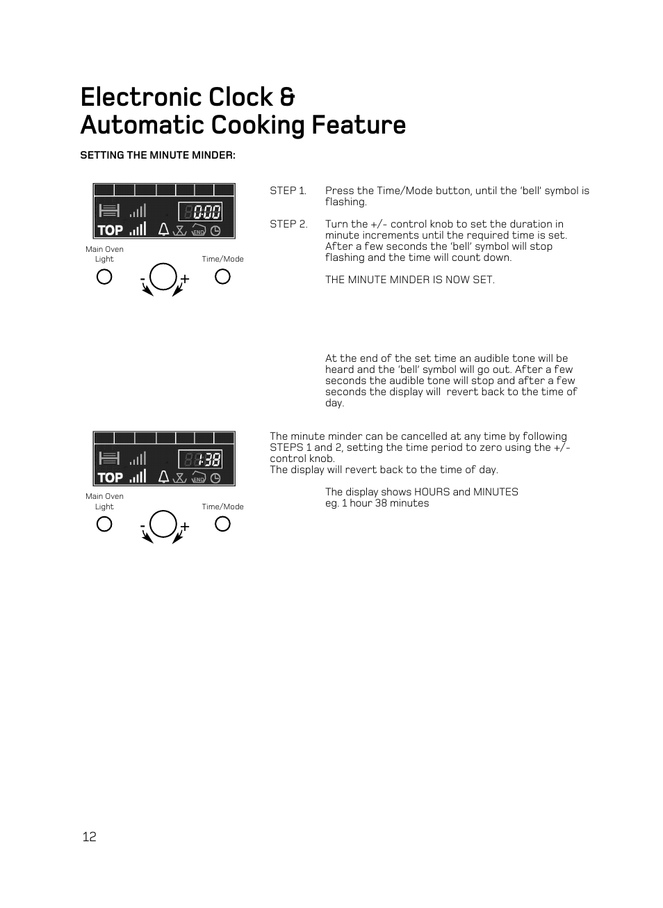 Electronic clock & automatic cooking feature | Hotpoint AHP67X User Manual | Page 12 / 36
