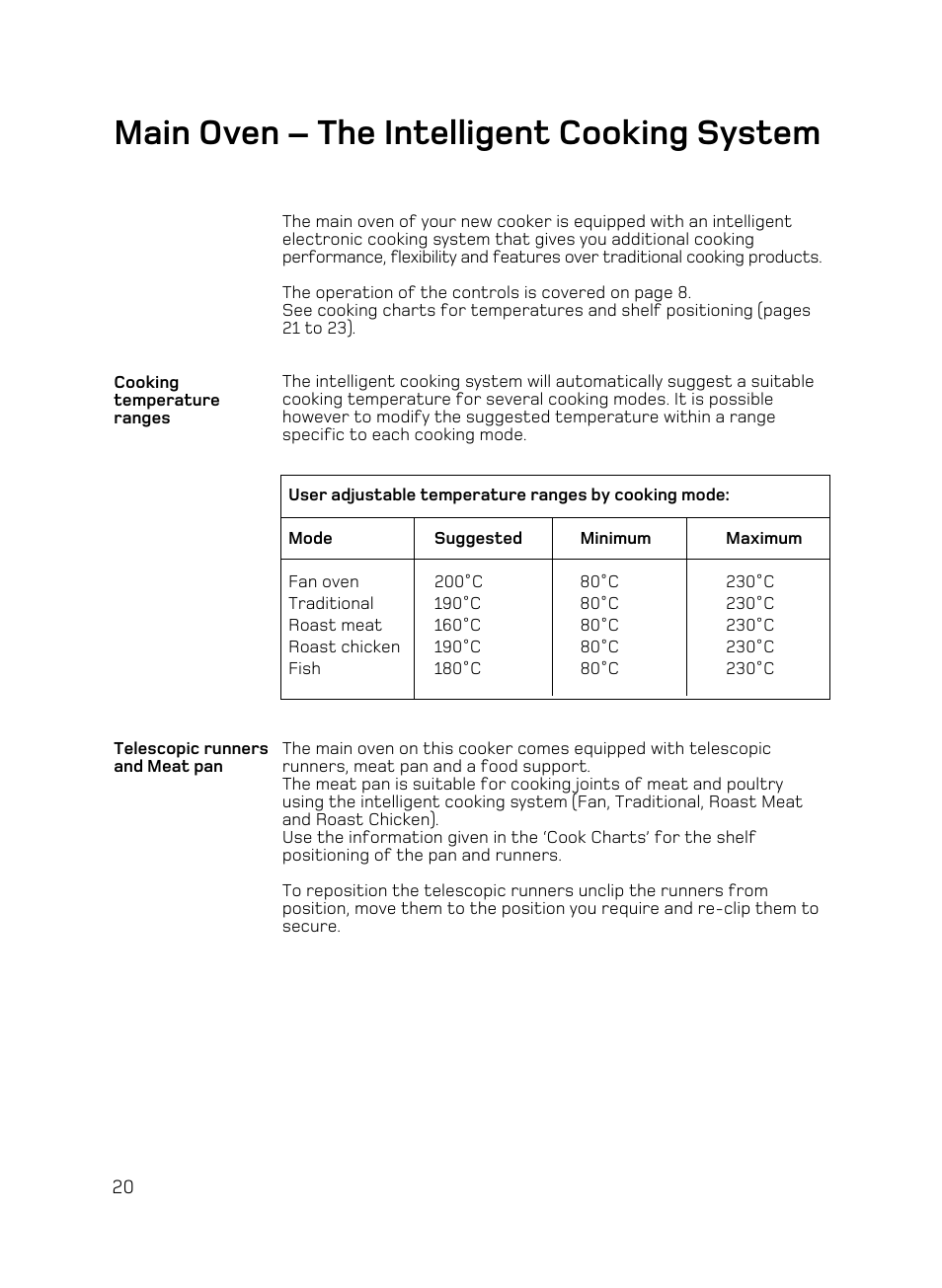 Main oven – the intelligent cooking system | Hotpoint AHP67X User Manual | Page 20 / 36