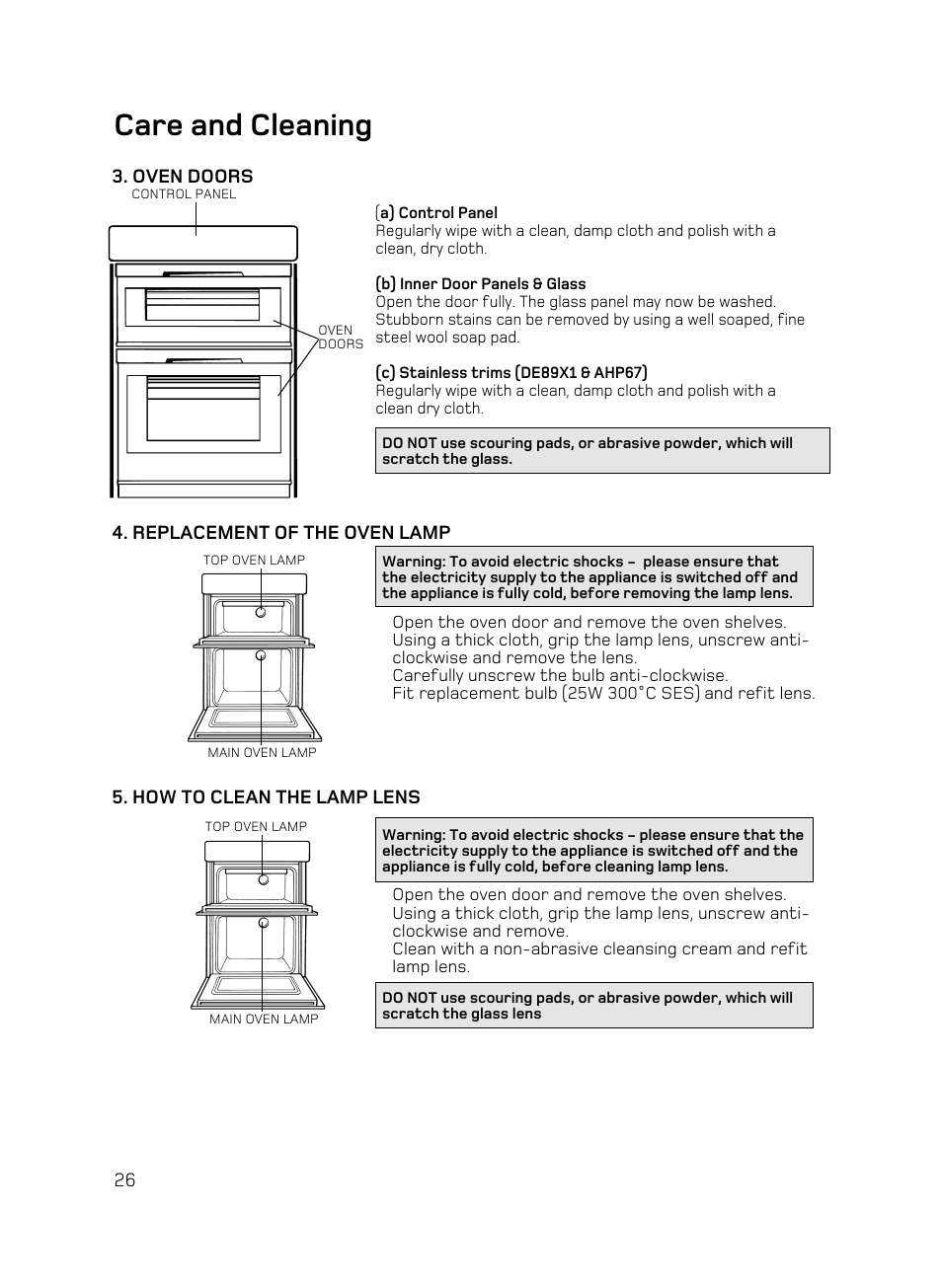 Care and cleaning | Hotpoint AHP67X User Manual | Page 26 / 36
