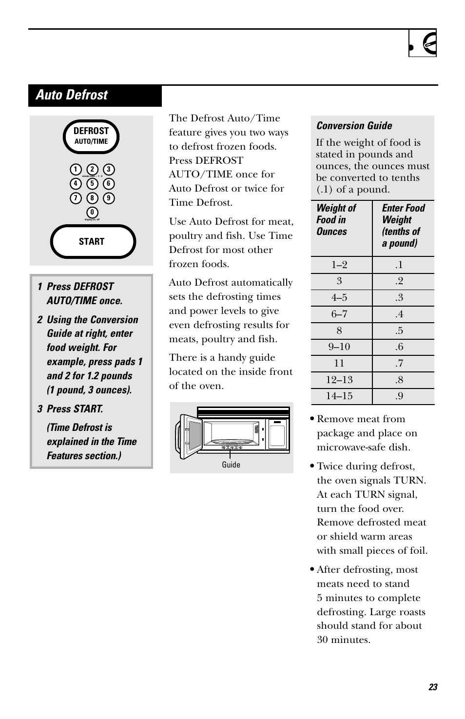 Auto defrost | Hotpoint rvm1625 User Manual | Page 23 / 40